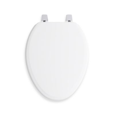 elongated padded toilet seat with metal hinges