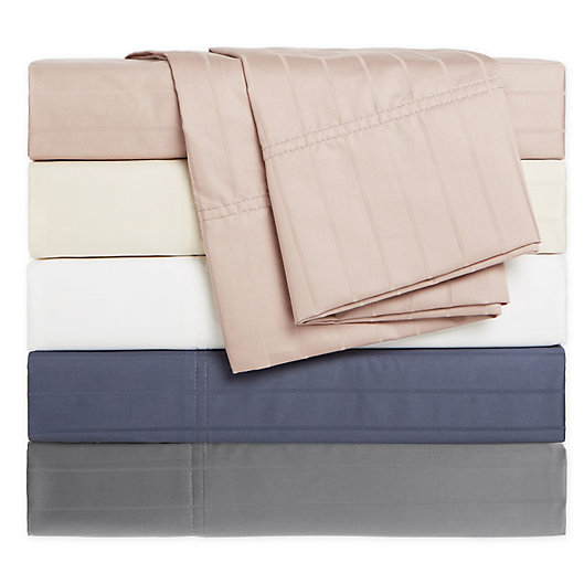 Alternate image 1 for Nestwell™ Pima Cotton Sateen Striped 500-Thread-Count Sheet Set