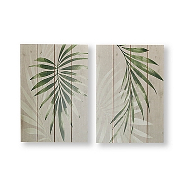 Peaceful Palm Leaves 16-Inch x 20-Inch Wood Wall Art (Set of 2). View a larger version of this product image.