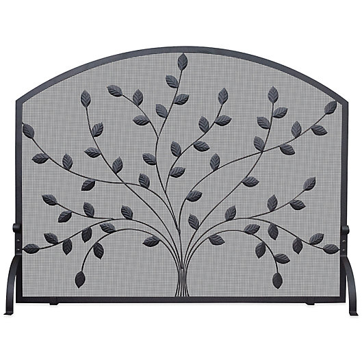 Alternate image 1 for UniFlame® Single Panel Fireplace Screen With Leaves in Black