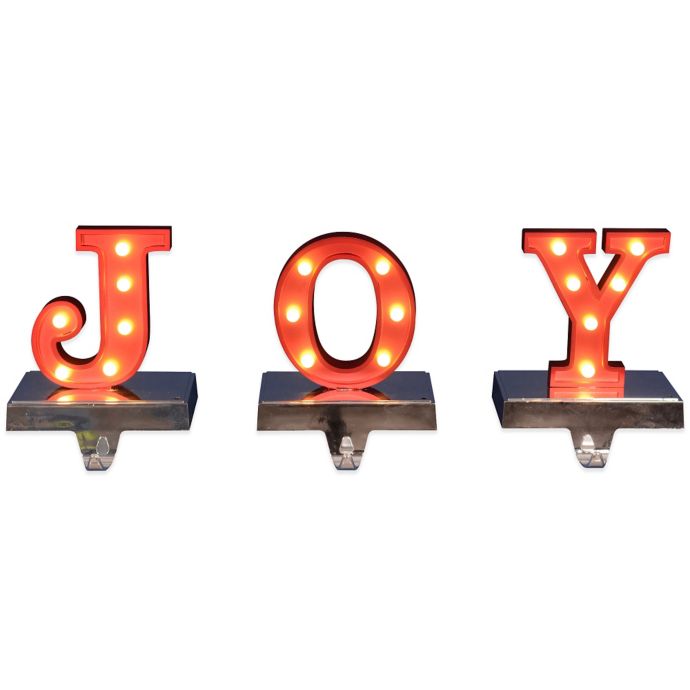 LED-Lighted 3-Piece JOY Stocking Hangers | buybuy BABY