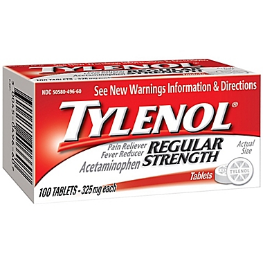 Tylenol&reg; Regular Strength 100-Count 325 mg Pain Reliever Tablets. View a larger version of this product image.