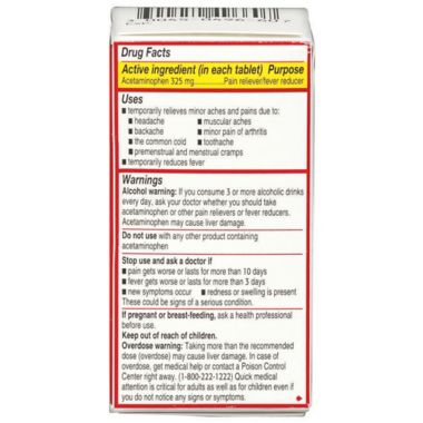 Tylenol&reg; Regular Strength 100-Count 325 mg Pain Reliever Tablets. View a larger version of this product image.
