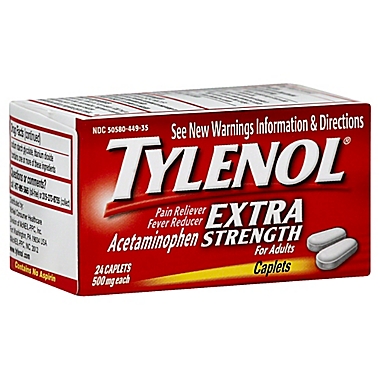 Tylenol&reg; Extra Strength 24-Count 500 mg Pain Reliever Caplets. View a larger version of this product image.