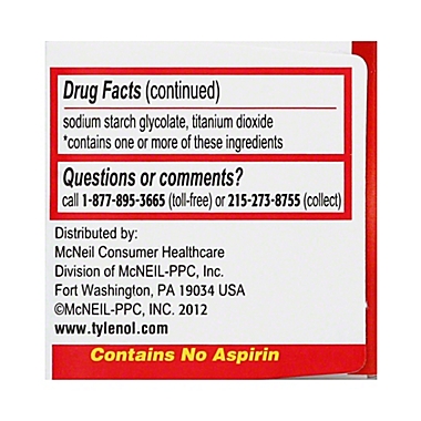 Tylenol&reg; Extra Strength 24-Count 500 mg Pain Reliever Caplets. View a larger version of this product image.
