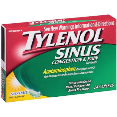 Tylenol&reg; Sinus Congestion & Pain Daytime 24-Count Caplets. View a larger version of this product image.