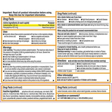 Tylenol&reg; Sinus Congestion & Pain Daytime 24-Count Caplets. View a larger version of this product image.
