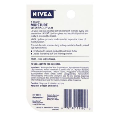 Nivea&reg; 0.17 oz. A Kiss of Moisture Essential Lip Care. View a larger version of this product image.