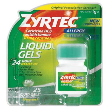 Zyrtec&reg; 25-Count Allergy Liquid Gel Capsules. View a larger version of this product image.