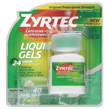 Zyrtec Allergy 40-Count 10 mg Liquid Gel Caps. View a larger version of this product image.