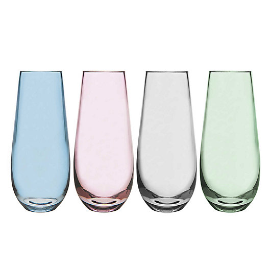 Alternate image 1 for Olivia & Oliver™ Madison Multicolor Stemless Champagne Flutes (Set of 4)
