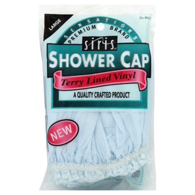 Siris&reg; Large Terry Lined Vinyl Shower Cap with Lace Trim