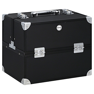 Soho Large Textured Diamond Train Case in Black. View a larger version of this product image.