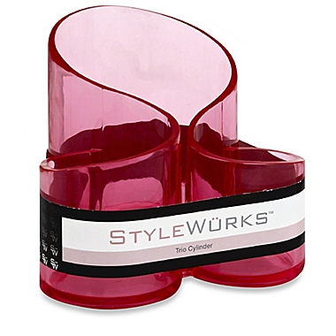 STYLEWURKS&trade; Trio Cylinder Brush Holder in Clear Pink. View a larger version of this product image.
