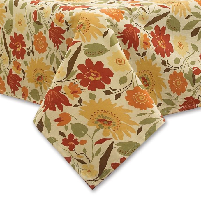 Blooms Laminated Fabric Tablecloth in Brick Bed Bath & Beyond