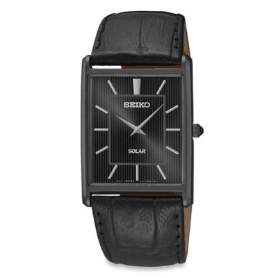 mens square leather watches