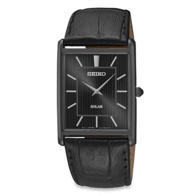 Black Ion Finish Square Solar Watch 