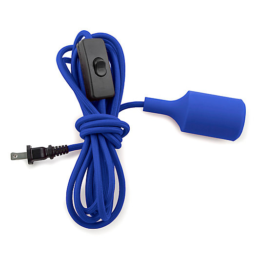 Kikkerland 12 Ft Pendant Cord Lamp Braided Cable/Socket Blue 