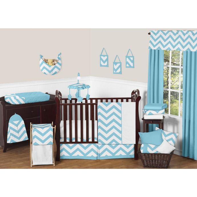 Sweet Jojo Designs Chevron 11 Piece Crib Bedding Set In Turquoise