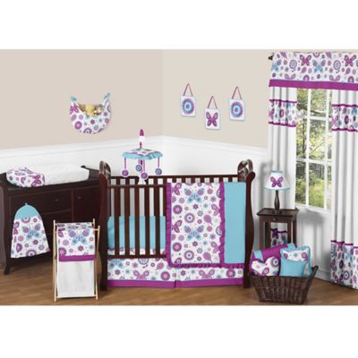 purple and turquoise crib bedding