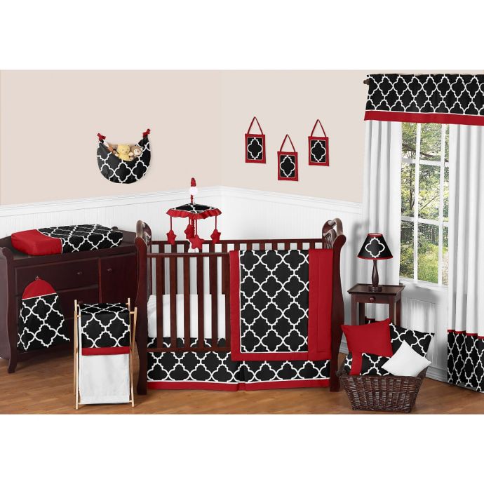 Sweet Jojo Designs Trellis Crib Bedding Collection In Red Black