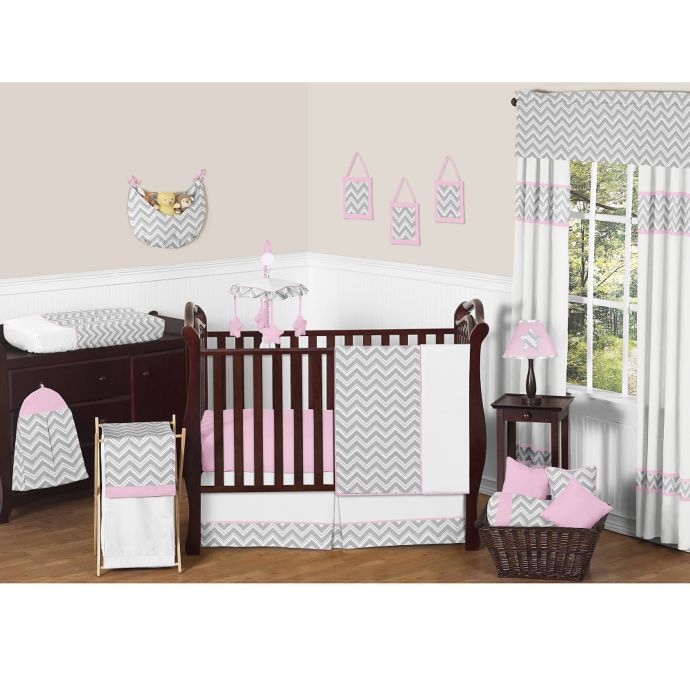 Sweet Jojo Designs Zigzag Crib Bedding Collection in Pink/Grey buybuy
