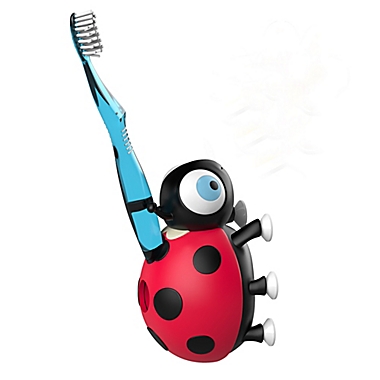 KM_ KF_ Ladybug Home Bathroom Suction Cup Wall Mounted Toothbrush Holder Rack 
