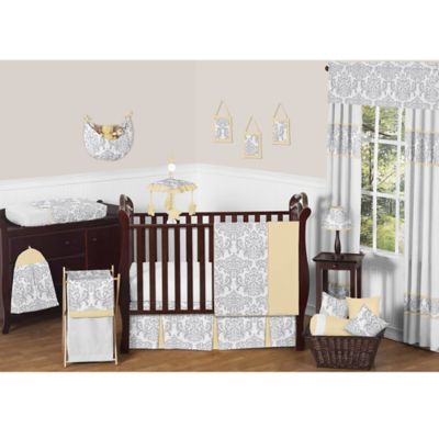 yellow and gray crib bedding