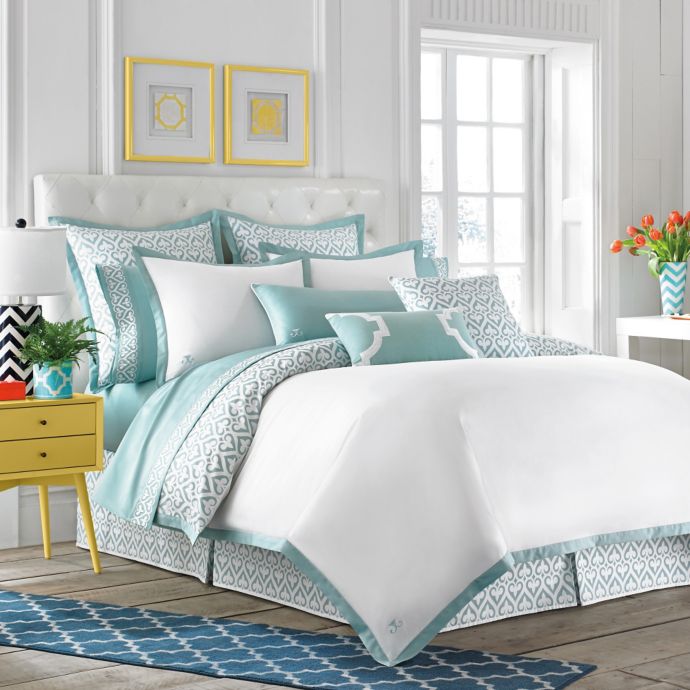 Jill Rosenwald Newport Gate Reversible Duvet Cover In Mint Green