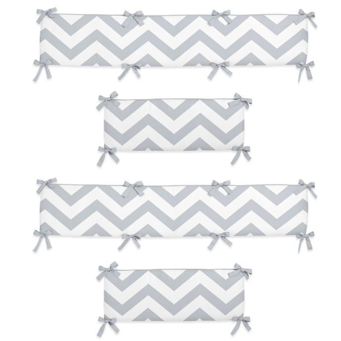 Sweet Jojo Designs Chevron Crib Bumper In Grey White Bed Bath