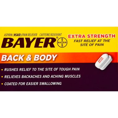 Bayer&reg; Back & Body Extra Strength Pain Reliever 100-Count Coated Caplets. View a larger version of this product image.