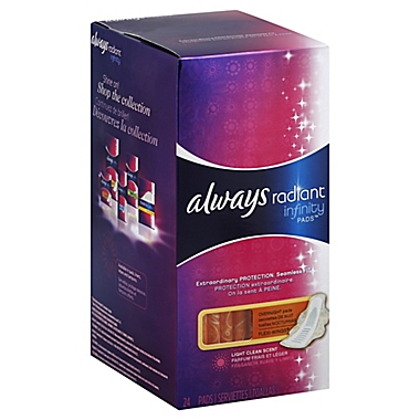 Always Infinity 24-Count Radiant Fresh Overnight Pads With Wings. View a larger version of this product image.
