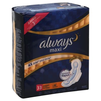 Always Maxi 33-Count Overnight Pads with Wings