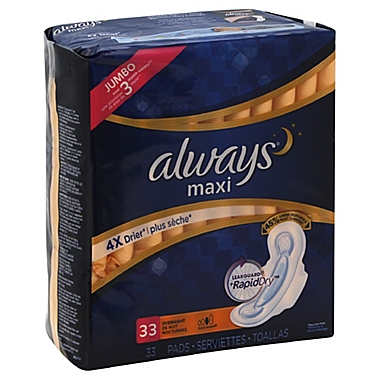 Always Maxi 33-Count Overnight Pads with Wings. View a larger version of this product image.
