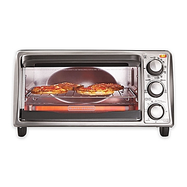 Black &amp; Decker&trade; 4-Slice Toaster Oven in Grey. View a larger version of this product image.