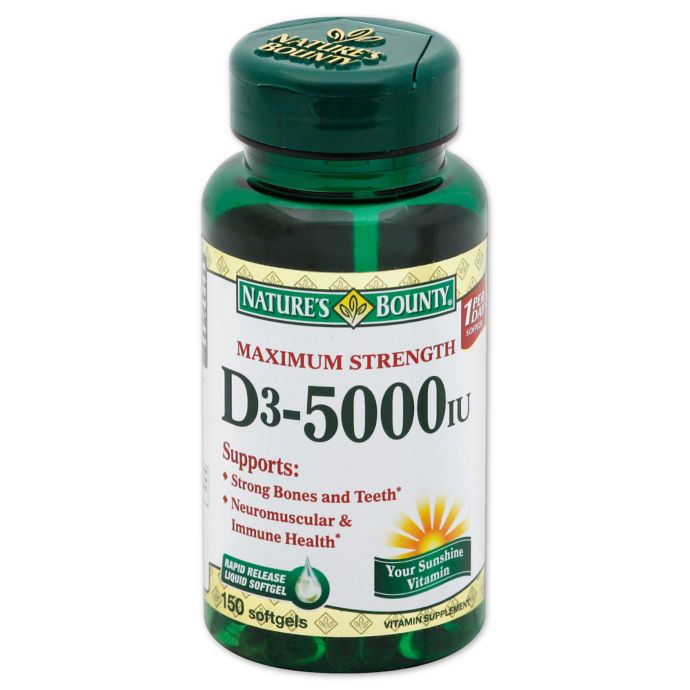 Natures Bounty 100 Count Vitamin D 5000 Iu Softgels Bed