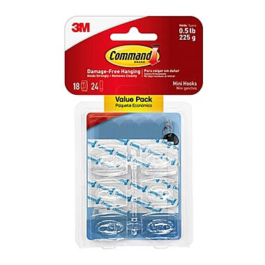 3M Command&trade; Clear Mini Hooks (Set of 18). View a larger version of this product image.