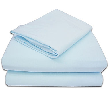 TL Care&reg; 100% Cotton Jersey 3-Piece Toddler Sheet Set in Blue. View a larger version of this product image.