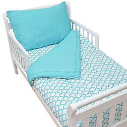 TL Care® 4-Piece Percale Toddler Bedding Set in Aqua Sea Wave