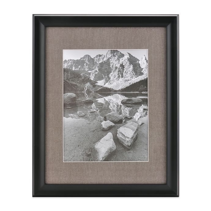 Real Simple® Deep Black Wood Wall Frame with Grey Mat Bed Bath and