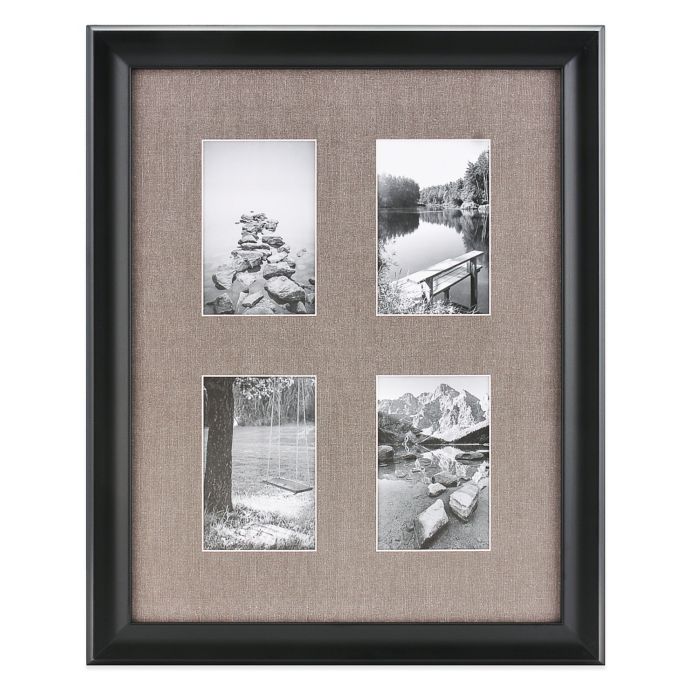 Real Simple® Deep Black Wood Wall Frame with Grey Mat Bed Bath and