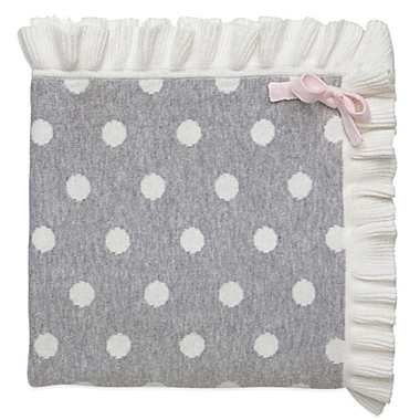 Elegant Baby&reg; Dot Blanket with Ruffle in Grey. View a larger version of this product image.