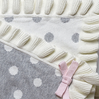 Elegant Baby&reg; Dot Blanket with Ruffle in Grey. View a larger version of this product image.