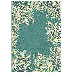 Aria Rugs Courtyard Collection Coral Reef 7-Foot 8-Inch x 10-Foot 11-Inch Rug in Aqua