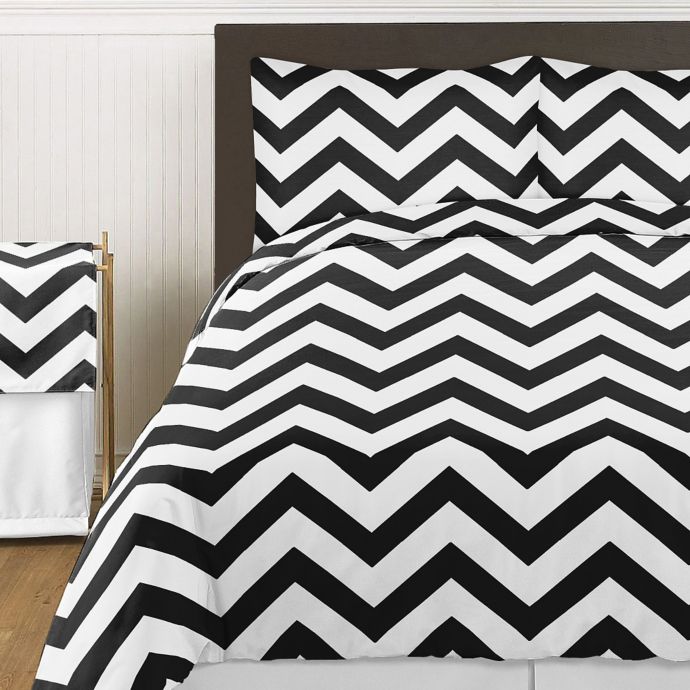 Sweet Jojo Designs Chevron Comforter Set In Black And White