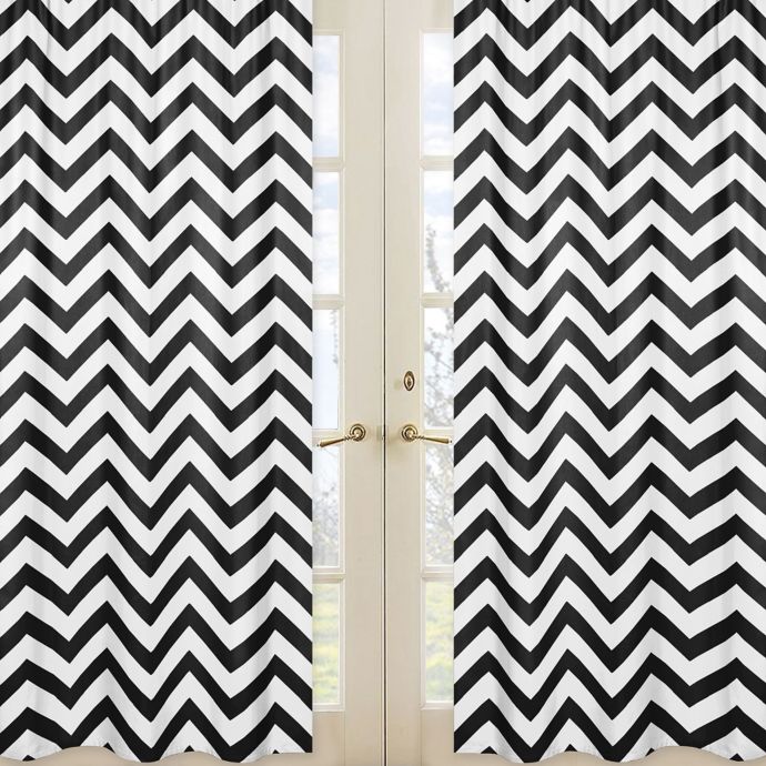 Sweet Jojo Designs Chevron Window Panel Pair In Black White Bed