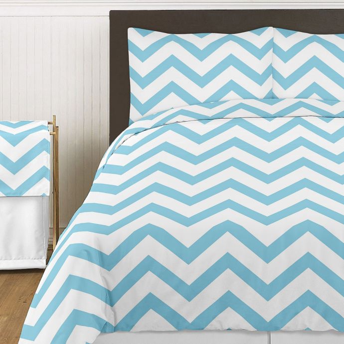 Sweet Jojo Designs Chevron Comforter Set In Turquoise And White