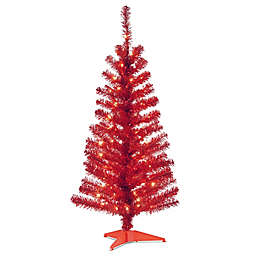 National Tree 4-Foot Tinsel Christmas Tree in Red