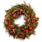 Alternate image 0 for National Tree 24-Inch Decorative Pre-Lit Christmas Wreath with Warm White Lights