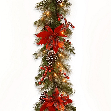 National Tree Company 9-Foot Tartan Plaid Pre-Lit Garland with Warm White LED Lights. View a larger version of this product image.
